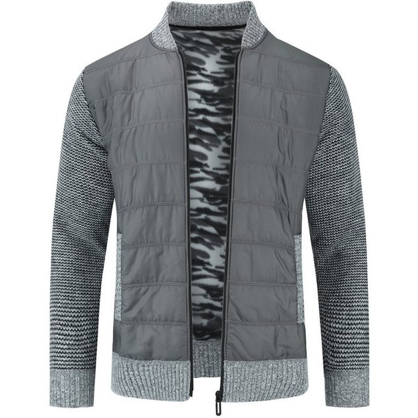 Allthemen Strickjacke Herren Patchwork-Design Cardigan mit Reißverschluss