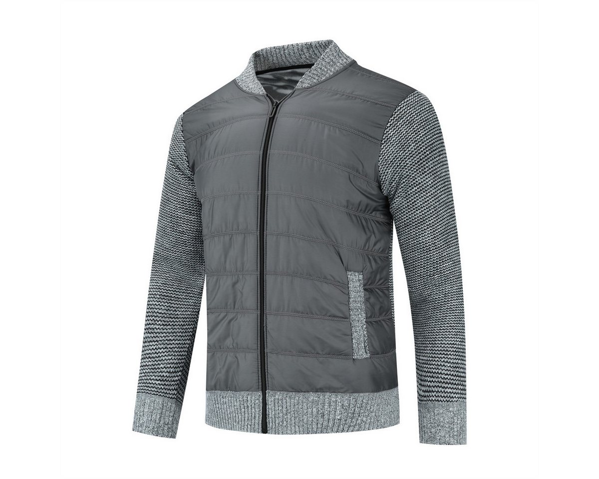 Allthemen Strickjacke Herren Patchwork-Design Cardigan mit Reißverschluss – Bild 2 von 5
