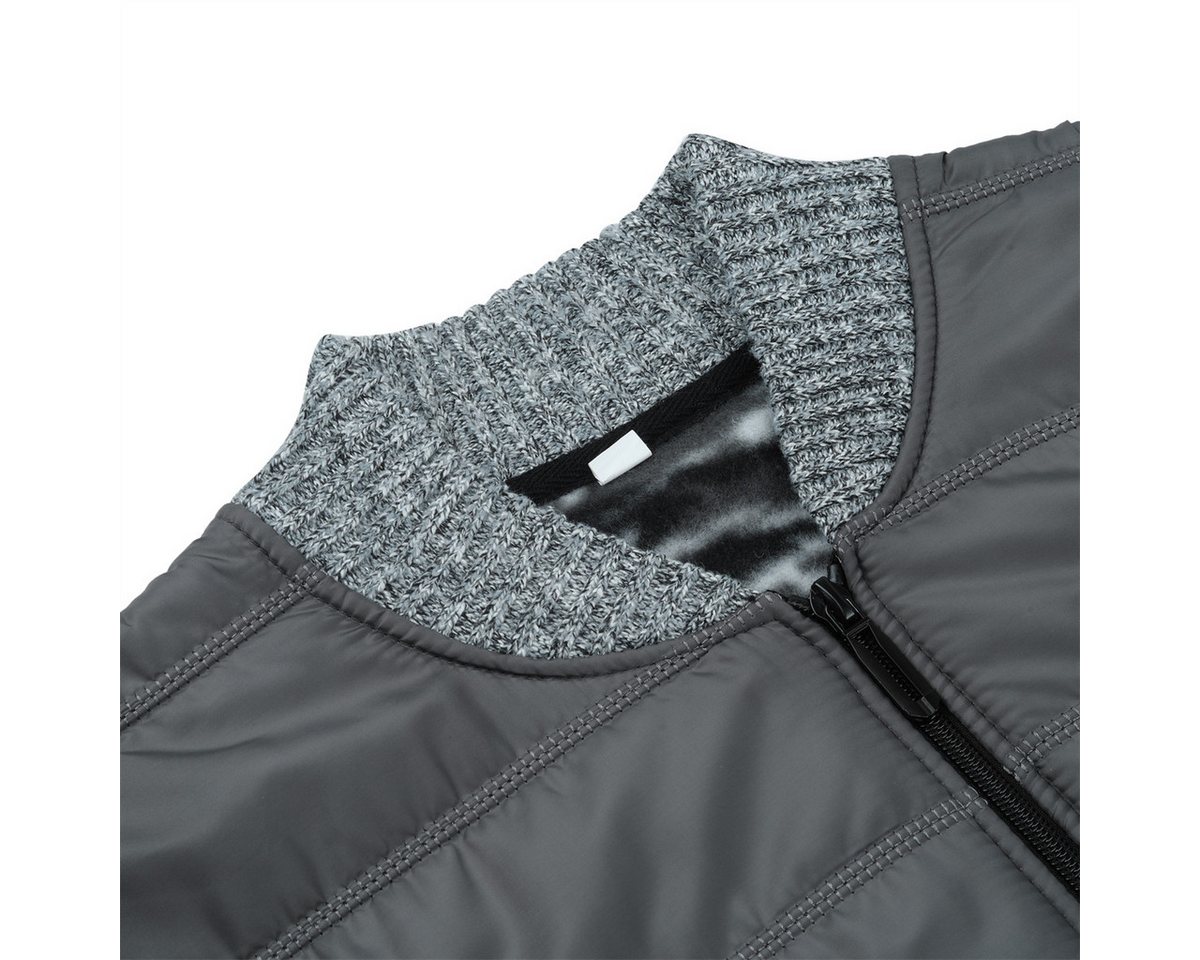 Allthemen Strickjacke Herren Patchwork-Design Cardigan mit Reißverschluss – Bild 4 von 5