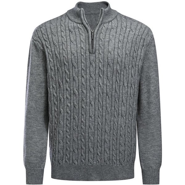 Allthemen Strickpullover mit halbem Reißverschluss Pullover Stehkragen