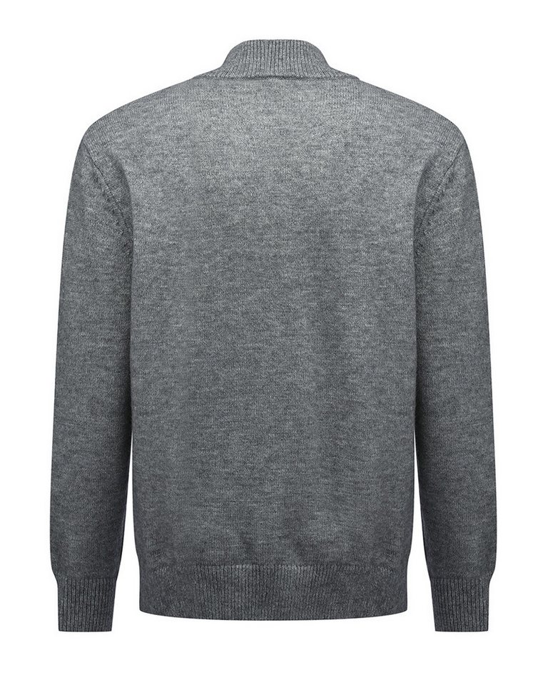 Allthemen Strickpullover mit halbem Reißverschluss Pullover Stehkragen – Bild 2 von 5