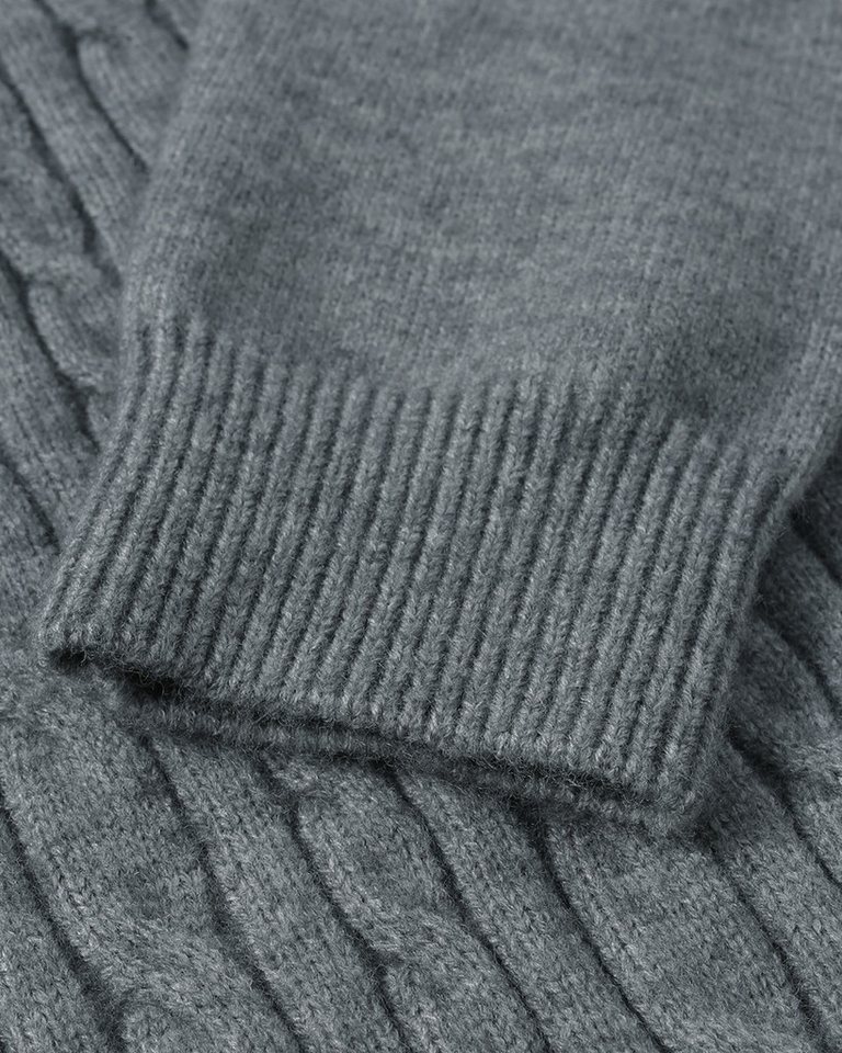 Allthemen Strickpullover mit halbem Reißverschluss Pullover Stehkragen – Bild 4 von 5