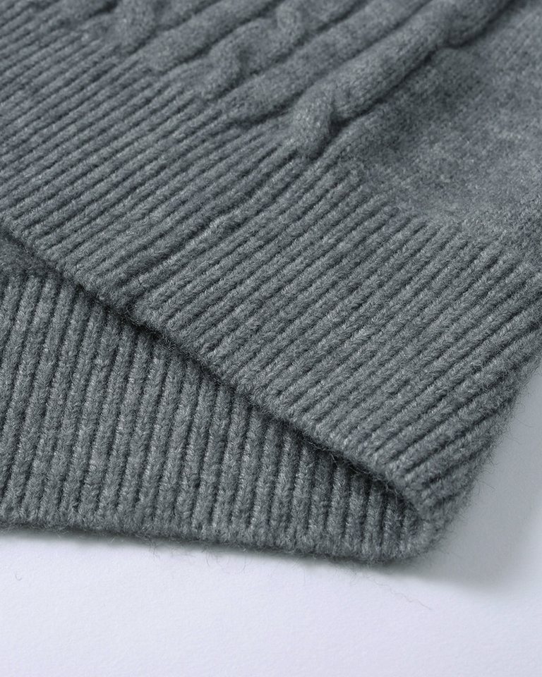 Allthemen Strickpullover mit halbem Reißverschluss Pullover Stehkragen – Bild 5 von 5