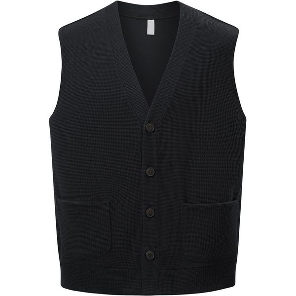 Allthemen Strickweste Herren ärmellose Strickweste mit V-Ausschnitt Waffelmuster, Taschen