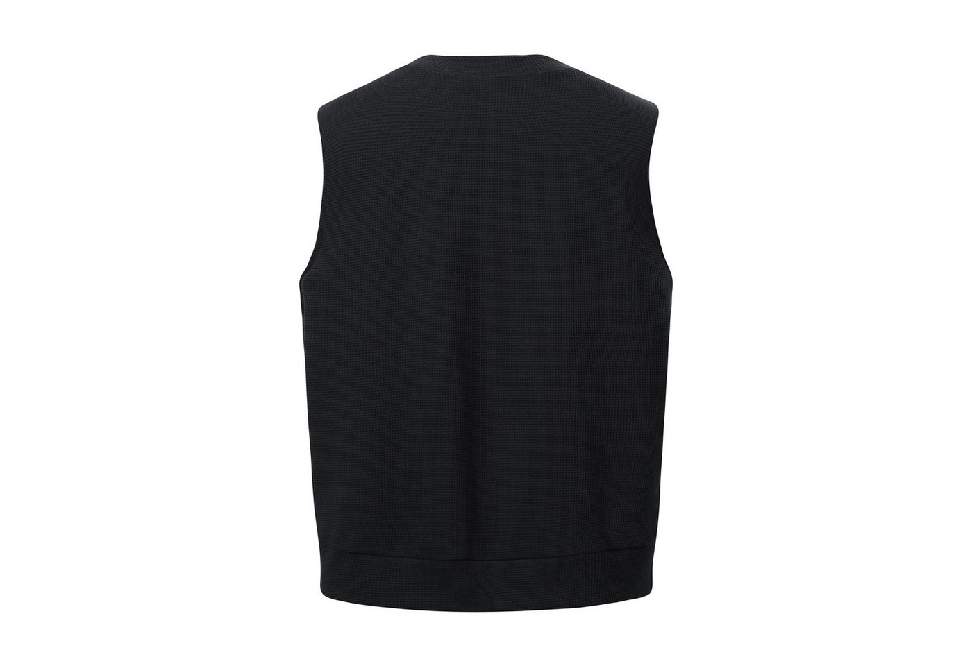 Allthemen Strickweste Herren ärmellose Strickweste mit V-Ausschnitt Waffelmuster, Taschen – Bild 2 von 5