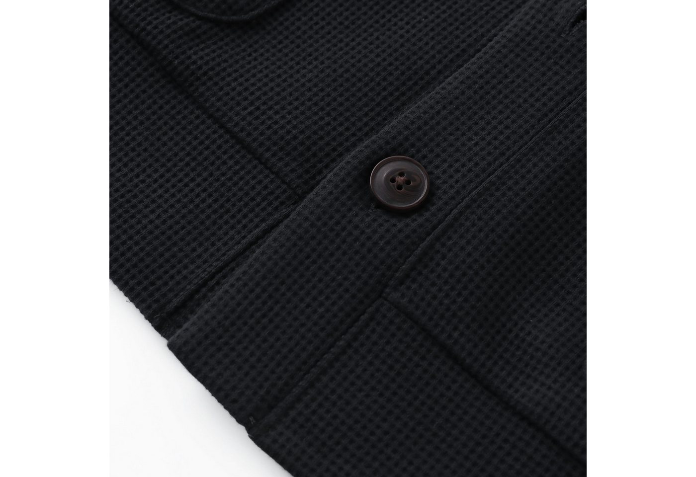 Allthemen Strickweste Herren ärmellose Strickweste mit V-Ausschnitt Waffelmuster, Taschen – Bild 5 von 5