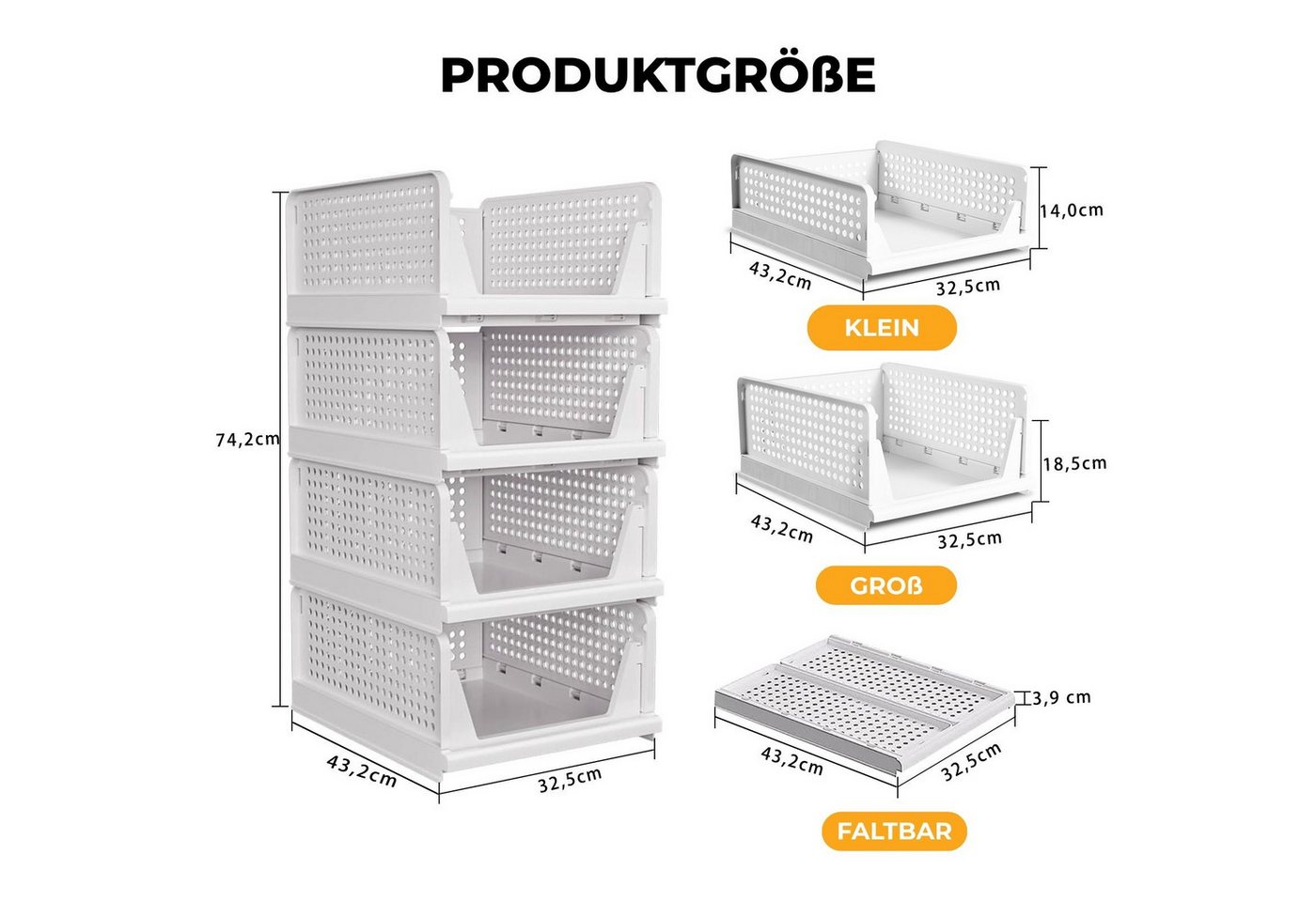Allyson Organizer Stapelbares Schranksystem Set – Klappbare Kleiderschrank Organizer (Multipack, 5-teiliges Set), Platzsparend faltbar, verstärktes Stecksystem, – Bild 2 von 5