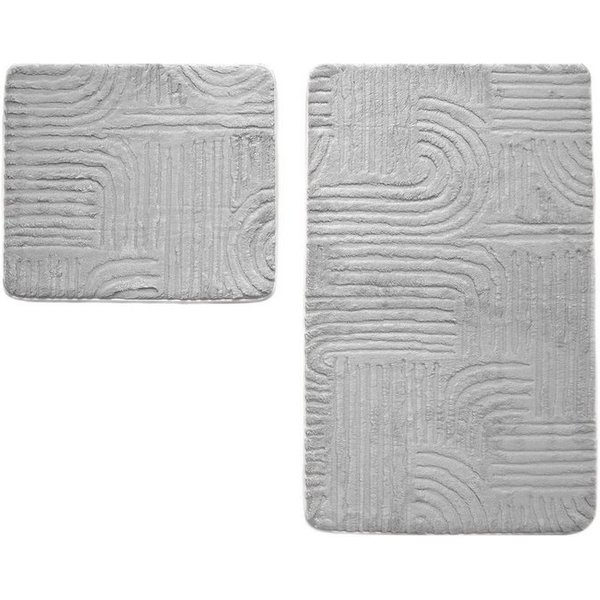 Almina Badematte WC-Set Elegance - 2-teiliges Badematten-Set, rutschfest & pflegeleicht, rutschhemmend beschichtet, 100% Polyester, Rechteckig, Teppich: 100 x 6