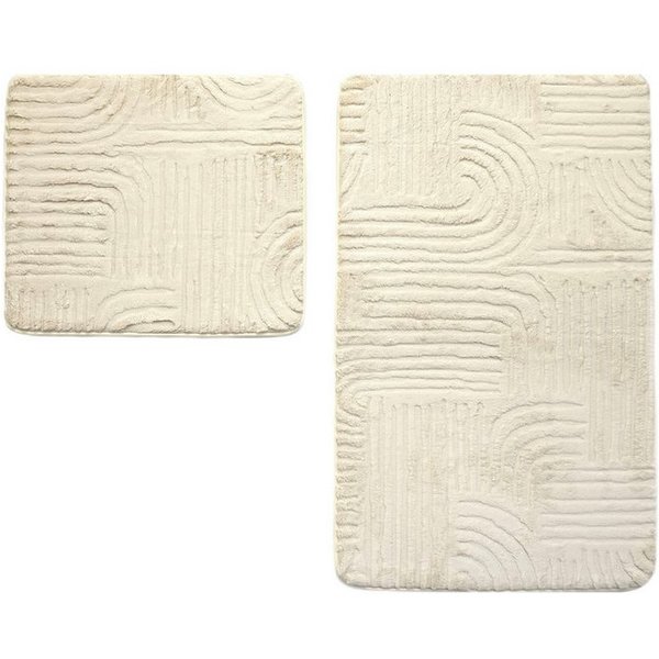 Almina Badematte WC-Set Elegance - 2-teiliges Badematten-Set, rutschfest & pflegeleicht, rutschhemmend beschichtet, 100% Polyester, Rechteckig, Teppich: 100 x 6
