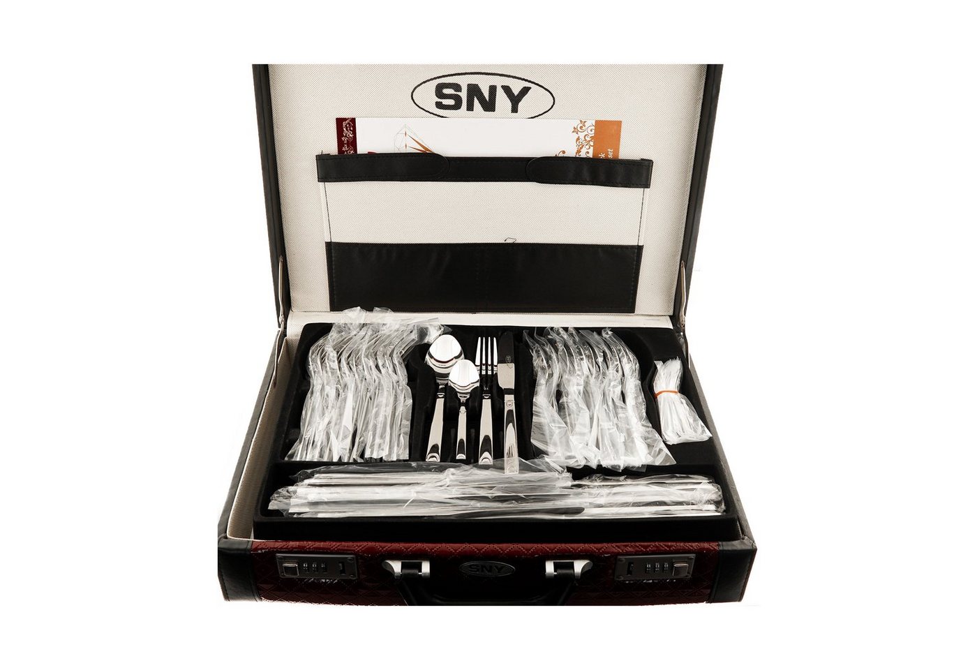Almina Besteck-Set 84 teiliges Besteckset mit Design Edelstahl 18/10 für 12 Personen (84-tlg), 12 Personen, Edelstahl, Edelstahl 16/10, 84-teilig, für 12 Person – Bild 3 von 5