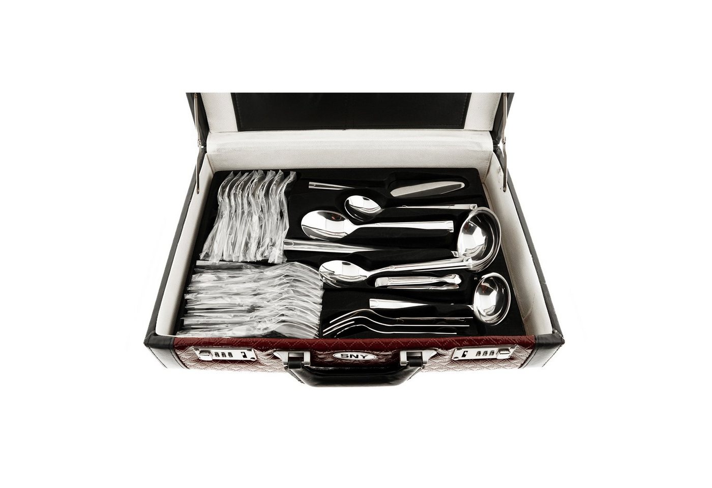 Almina Besteck-Set 84 teiliges Besteckset mit Design Edelstahl 18/10 für 12 Personen (84-tlg), 12 Personen, Edelstahl, Edelstahl 16/10, 84-teilig, für 12 Person – Bild 5 von 5