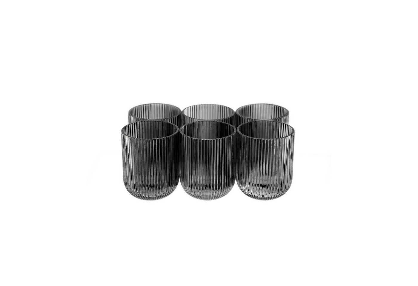 Almina Gläser-Set, 6-tlg., Glas, im dekorativem Relief-Design, 220 ml – Bild 3 von 5