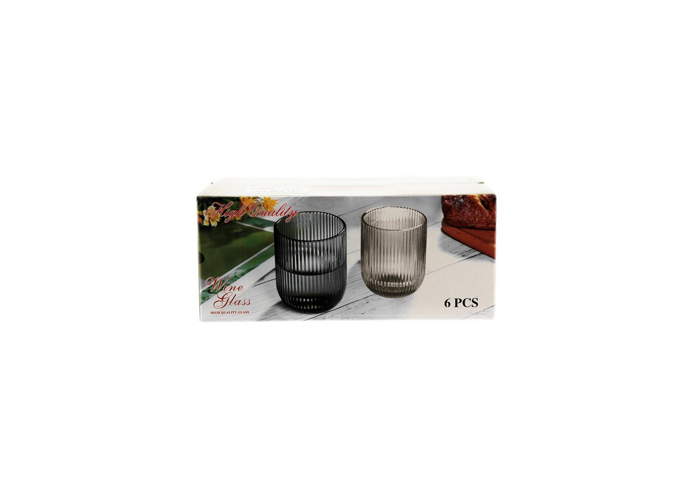 Almina Gläser-Set, 6-tlg., Glas, im dekorativem Relief-Design, 220 ml – Bild 5 von 5