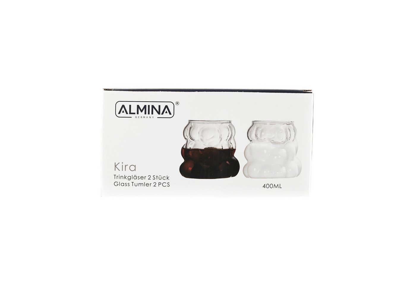 Almina Gläser-Set 400 ml Bubble Gläser Transparent Wassergläser Hitzebeständig, 4-tlg. – Bild 4 von 4