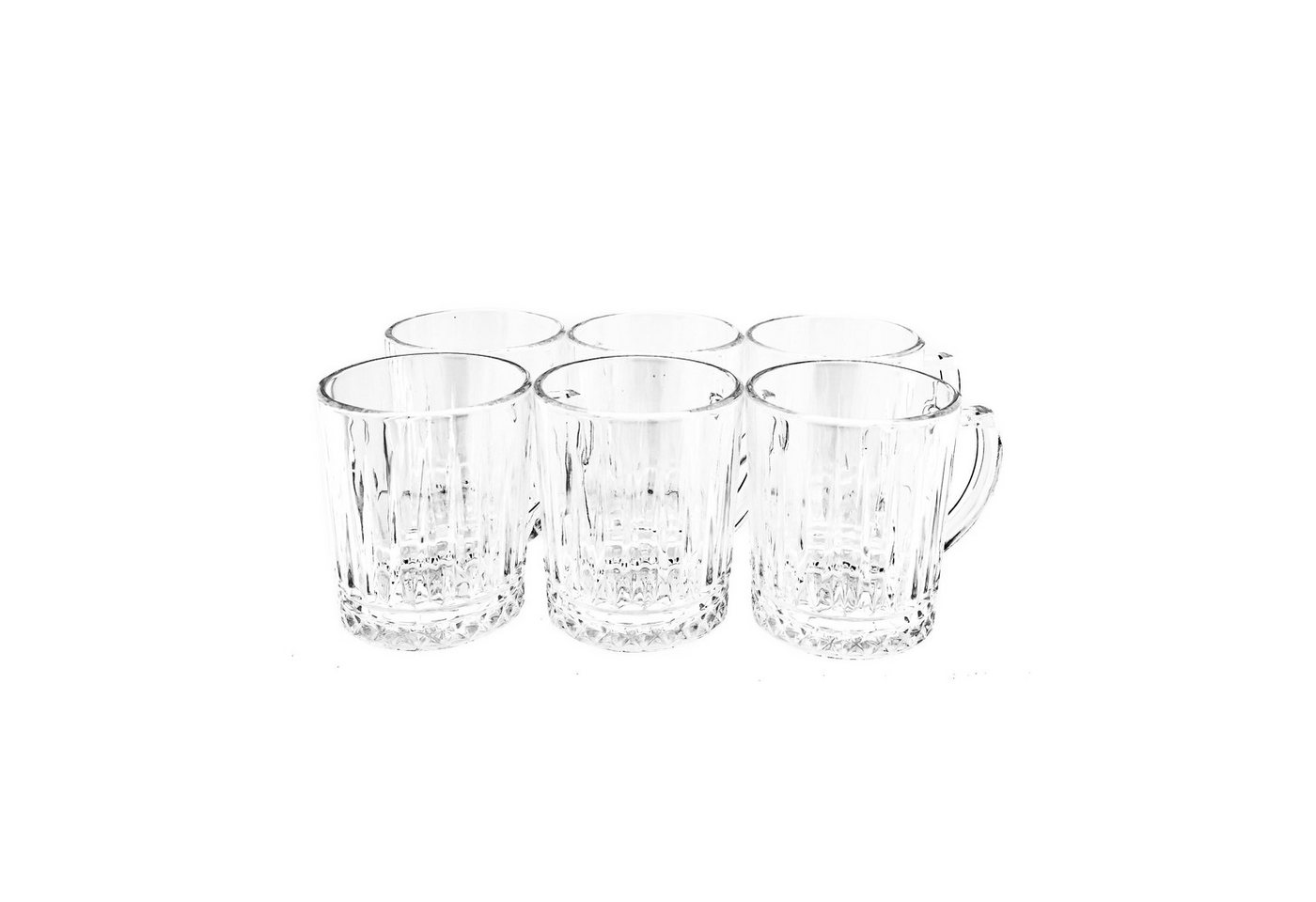 Almina Gläser-Set 6er Gläser-Set mit Henkel, Tee- Kaffeegläser mit Riffle-Design 240 ml, 6-tlg. – Bild 3 von 5