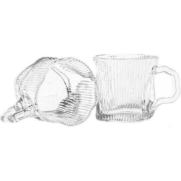 Almina Gläser-Set, 6-tlg., Glas, mit Henkel, 6-teilig mit Relief-Struktur, 245 ml