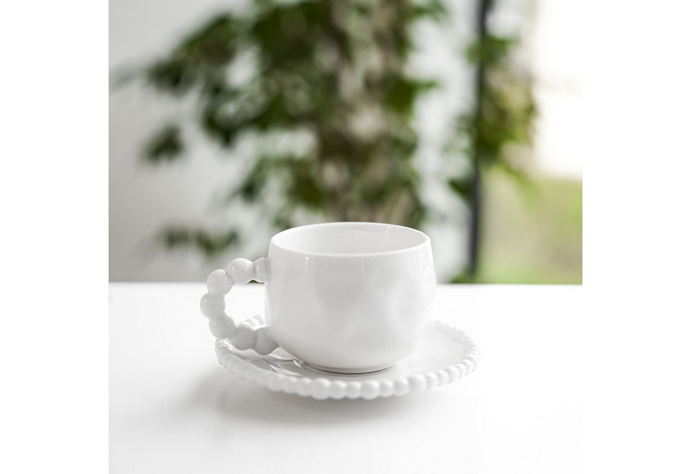 Almina Kaffeeservice Pearly Kaffeetassen-Set mit Untertellern 180 ml aus Porzellan - 12-tlg (12-tlg), 6 Personen, Porzellan – Bild 5 von 5