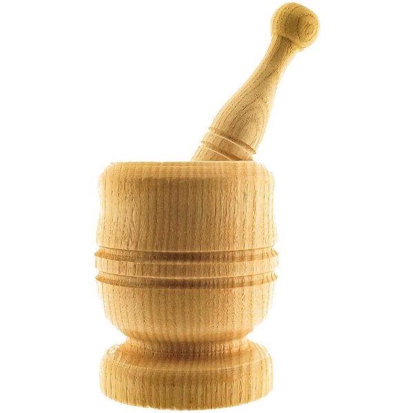 Almina Mörser Mörser & Stößel Set, Hölzerner Knoblauchstampfer, aus 100% Bambus