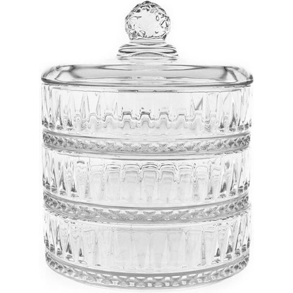 Almina Schale 3-stöckig, mit Deckel - Patisserie mit elegantem Riffle-Design, (1-tlg)
