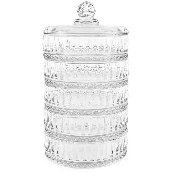 Almina Schale 5-stöckig, mit Deckel - Patisserie mit elegantem Riffle-Design, (1-tlg)