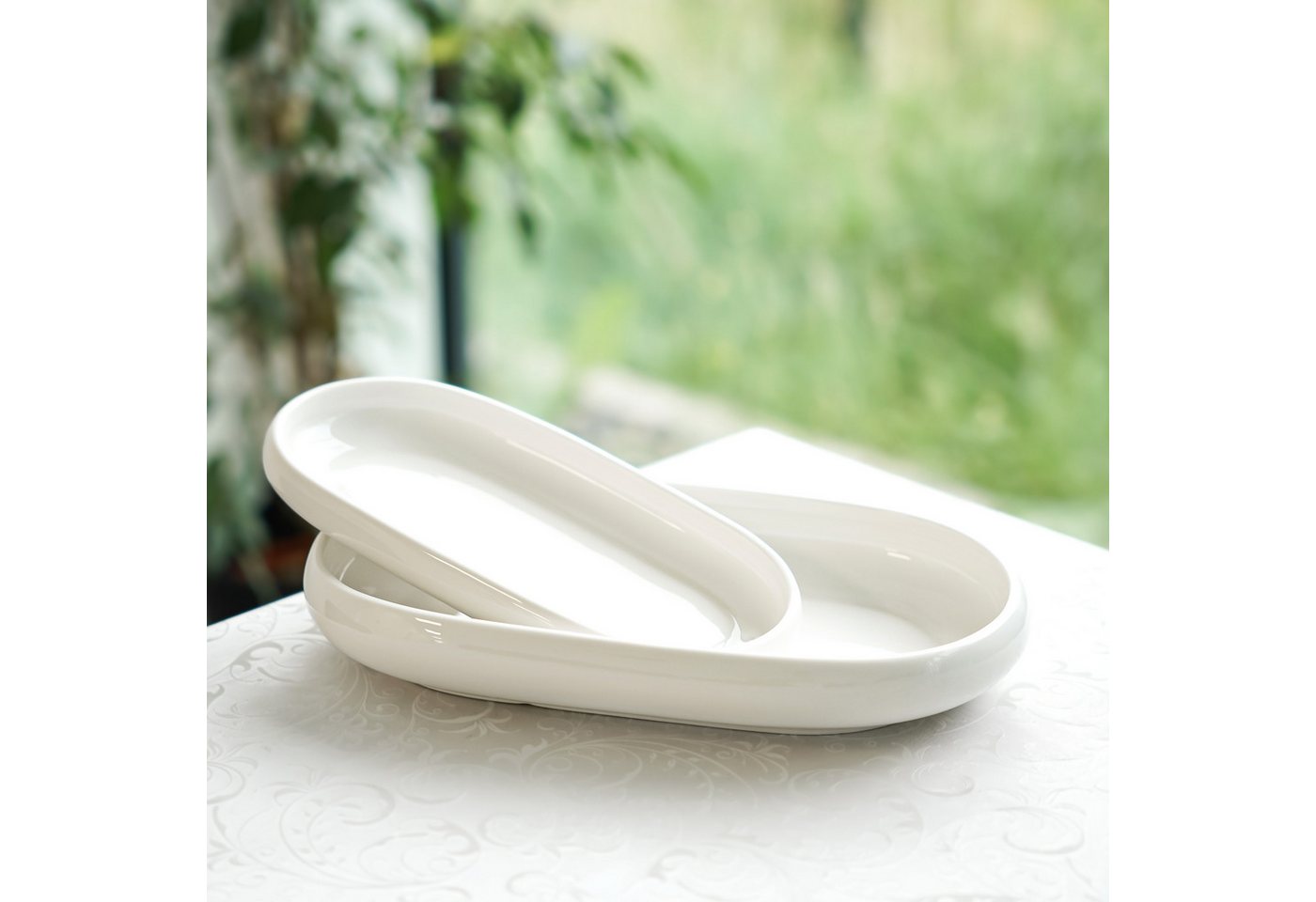 Almina Servierplatte Belicia Servierplatten-Set aus Porzellan – 2-teilig in elegantem Weiß, Porzellan, (Set, 2-tlg., 2er Set) – Bild 5 von 5