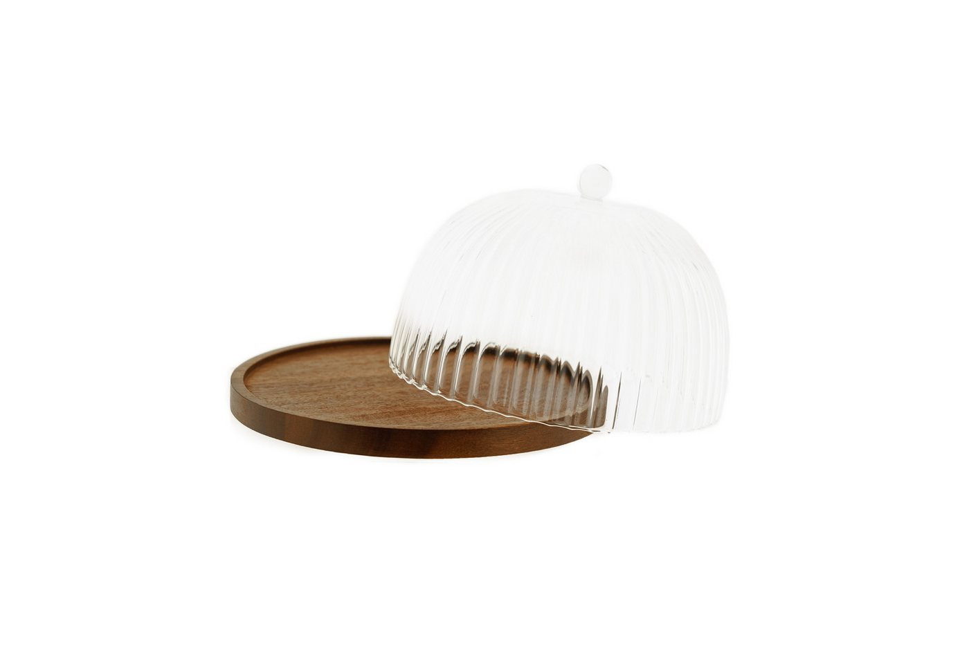 Almina Servierplatte Luana La Torta, Glas, Holz, (Packung, 2-tlg), mit Glasglocke und Holzteller, ø11 x 19 cm – Bild 2 von 5