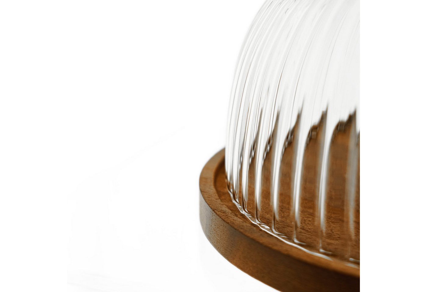 Almina Servierplatte Luana La Torta, Glas, Holz, (Packung, 2-tlg), mit Glasglocke und Holzteller, ø11 x 19 cm – Bild 3 von 5
