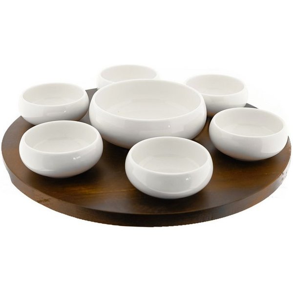 Almina Servierschale Set Belicia, Holz, Porzellan, (Packung, 8-tlg), mit Holzbrett & Schalen, für Snacks & Dips