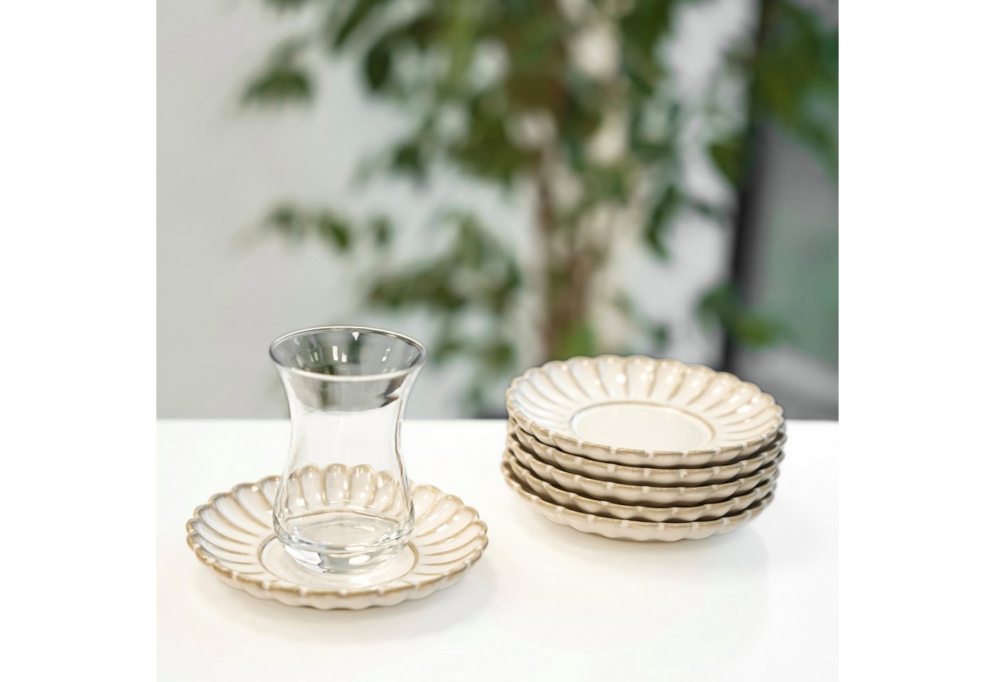 Almina Teeglas Bloomy Teeglas Unterteller, 6-teilig aus Porzellan, 6-tlg., Porzellan – Bild 5 von 5