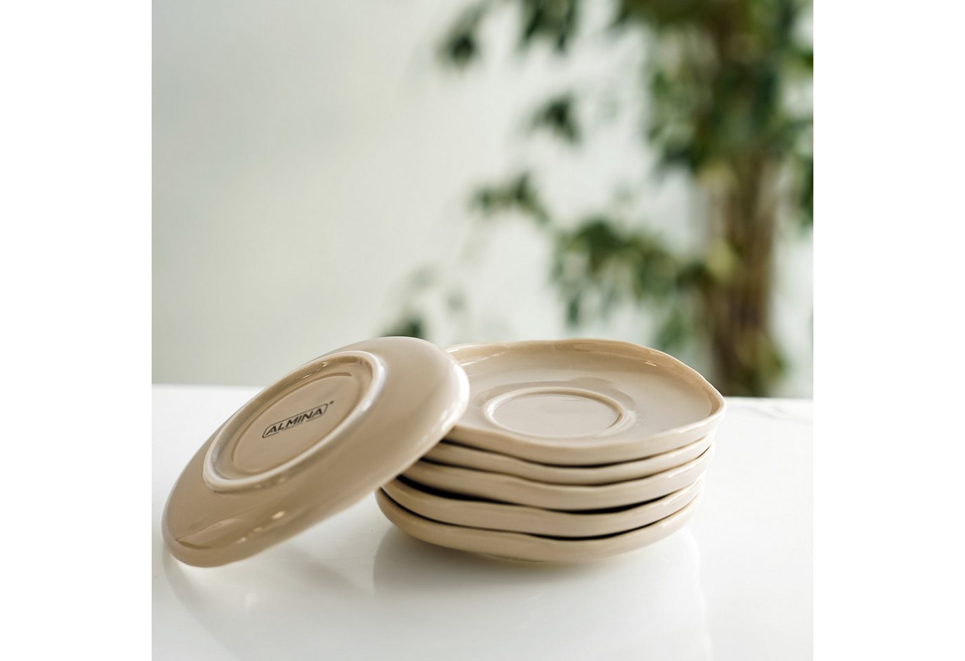 Almina Untertasse Wave Biscuit, (6 St), aus hochwertigem Porzellan, 12,5 x 1,5 cm – Bild 3 von 4