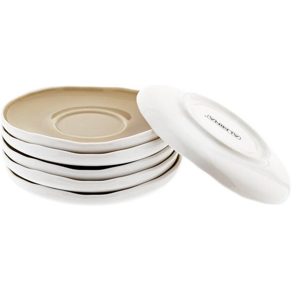 Almina Untertasse Wave Cream, (6 St), aus hochwertigem Porzellan, 12,5 x 1,5 cm