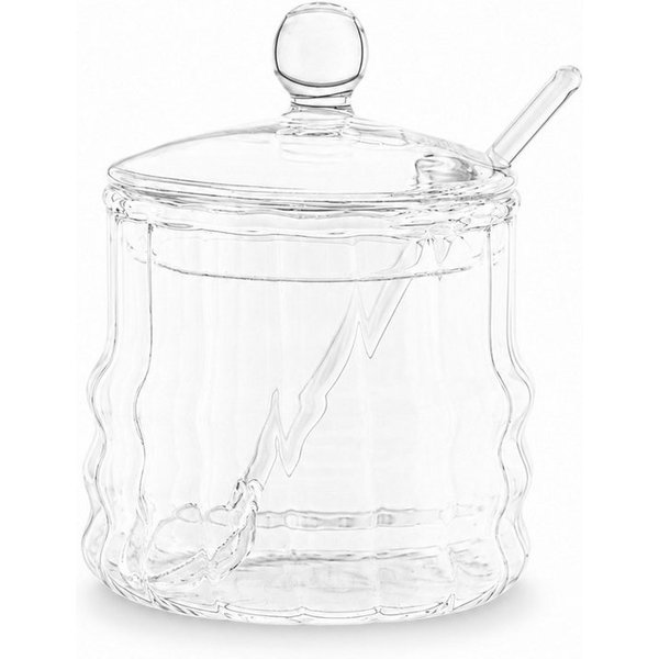 Almina Zuckerdose, Glas, (3-tlg), mit Löffel, 200 ml, Behälter für Zucker, Gewürze & Süßungsmittel