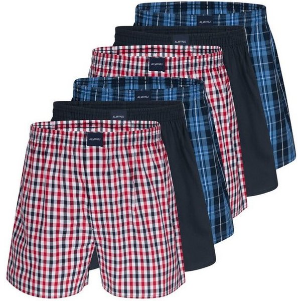 Almonu Boxershorts 6er Pack Web (Spar-Set, 6-St) Boxershorts - Baumwolle - mit Eingriff - Atmungsaktiv