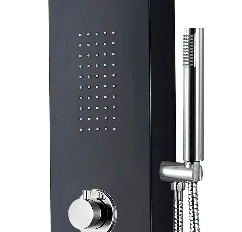Aloni Duschsystem ZLZ102, Höhe 160 cm, set, 1 tlg., Wandhalter, Brauseschlauch, Armatur, Duschpaneel Duschsäule 5 Funktionen mit Thermostatventil schwarz – Bild 3 von 5