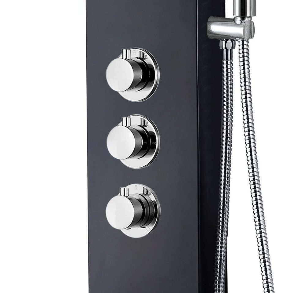 Aloni Duschsystem ZLZ102, Höhe 160 cm, set, 1 tlg., Wandhalter, Brauseschlauch, Armatur, Duschpaneel Duschsäule 5 Funktionen mit Thermostatventil schwarz – Bild 4 von 5