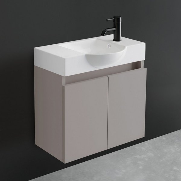 Alpenberger Badmöbel-Set Gäste WC Waschbecken mit Unterschrank klein hängend 55 cm Breit, (Waschtisch mit Unterschrank hängend, Gäste WC Waschtisch mit Waschbec