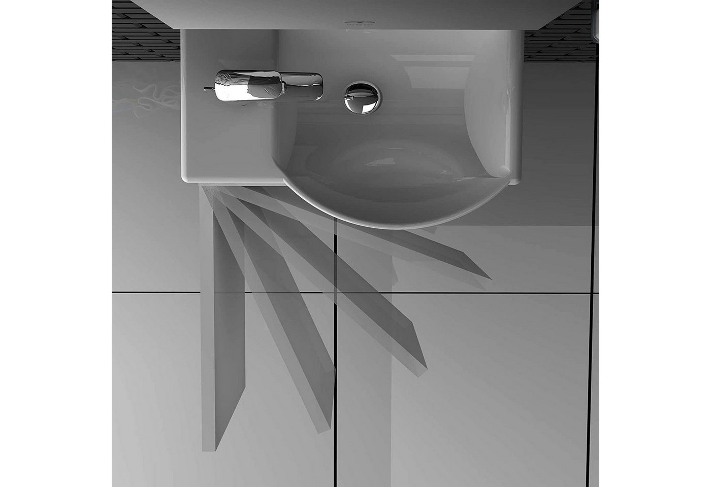 Alpenberger Badmöbel-Set Kleines Waschbecken mit Unterschrank Gäste WC 45 cm Weiß, (Soft-Close Tür, grifflos, 2-St., Keramik Becken mit Überlauf), Waschtisch Gä – Bild 5 von 5