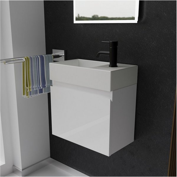 Alpenberger Badmöbel-Set - Waschbecken mit Unterschrank - Badschrank Komplett Vormontiert, (2-tlg., Badezimmerschrank schmal), Komplett vormontierter Waschbecke