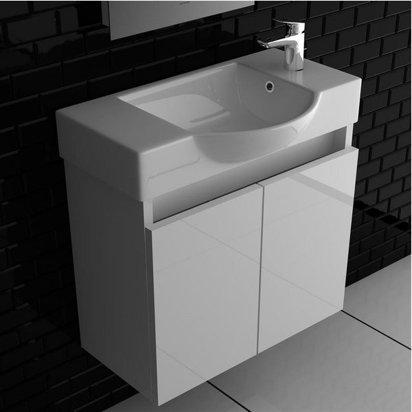 Alpenberger Waschtisch Waschtisch mit Unterschrank Weiss, Soft-Close 55cm Stauraum Gäste-WC (Waschbecken mit Unterschrank für Gäste WC, 2-St., Gäste WC Waschtis