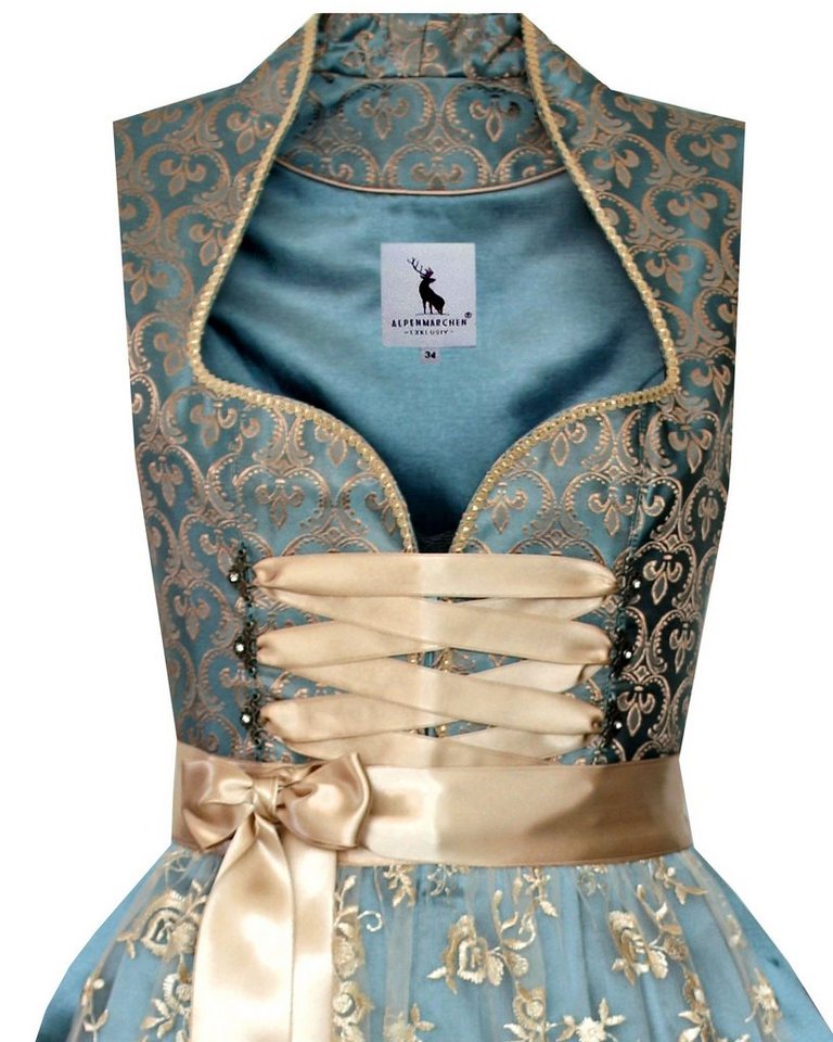 Alpenmärchen Dirndl Dirndl Ida in blau und creme - ALM917 – Bild 2 von 3