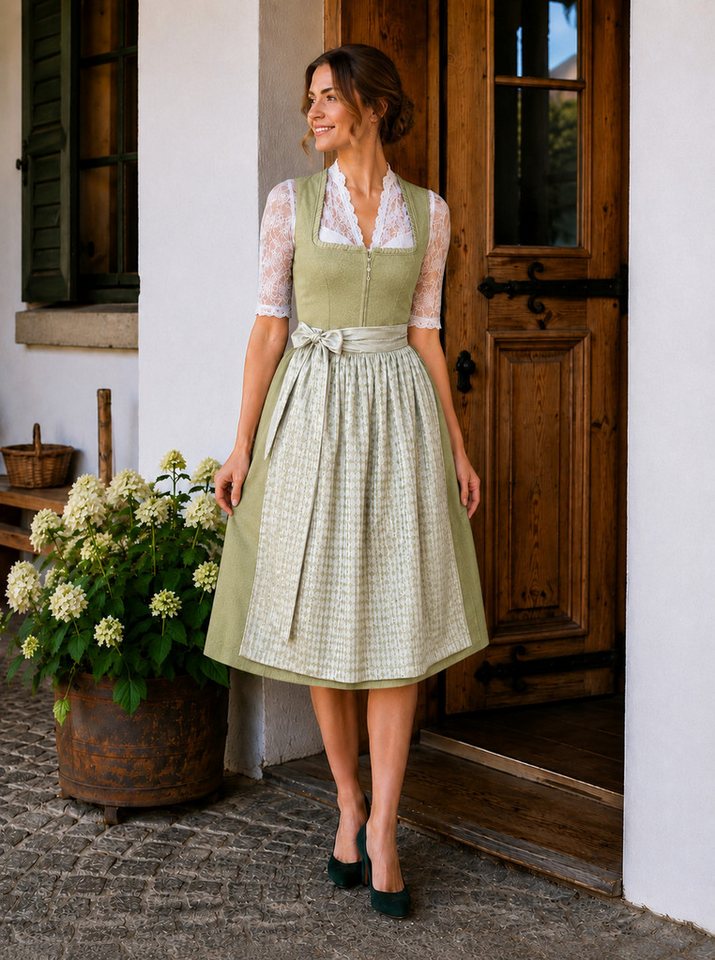 Alpenmärchen Dirndl Midi Dirndl Miranda in hellgrün - ALM1064 – Bild 2 von 5