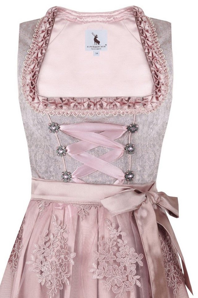 Alpenmärchen Dirndl Midi Dirndl Rosenblatt - ALM520 – Bild 2 von 5