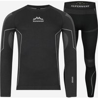 ALPENWERT Thermounterwäsche Herren, Größe S in Schwarz