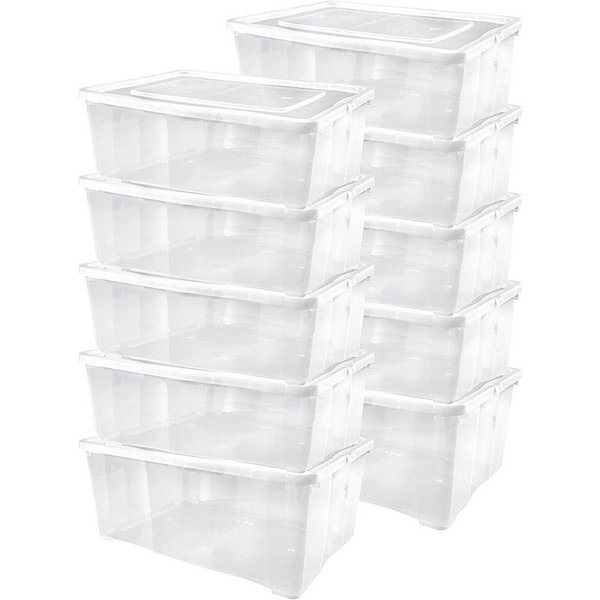 ALPFA Schuhbox 10 er Set je 5,0 Liter Klarsichtboxen Stapelboxen Kunststoffboxen (Spar-Set, 10 St., 10 Boxen + 10 Deckel), stapelbar / mit Lüftungsschlitzen