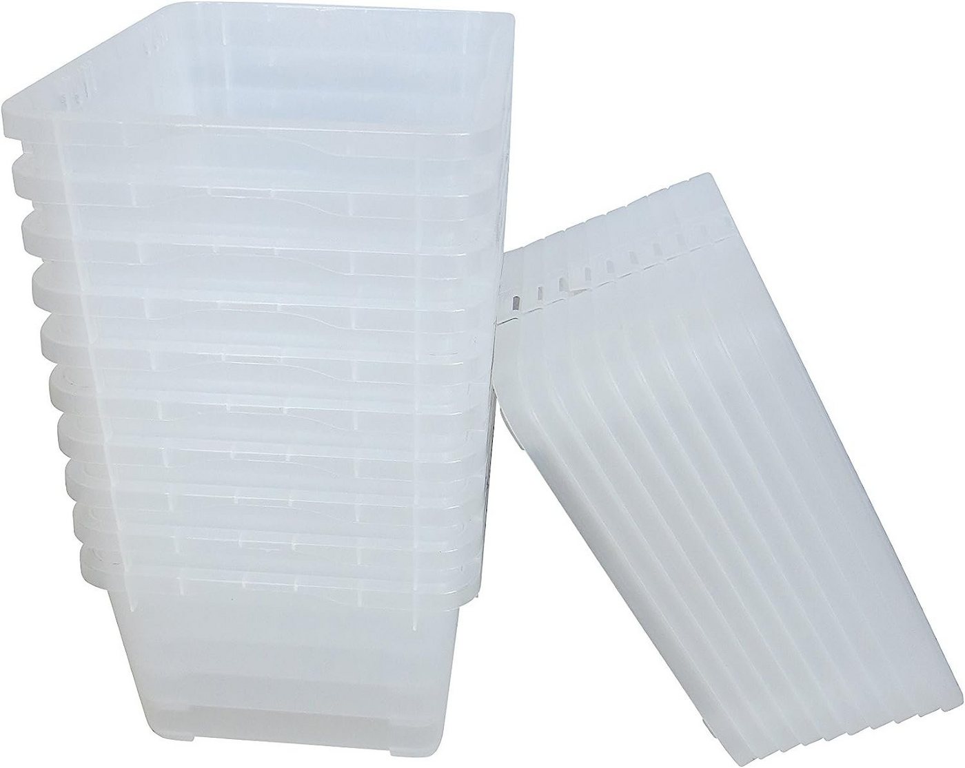 ALPFA Schuhbox 10 er Set je 5,0 Liter Klarsichtboxen Stapelboxen Kunststoffboxen (Spar-Set, 10 St., 10 Boxen + 10 Deckel), stapelbar / mit Lüftungsschlitzen – Bild 2 von 5