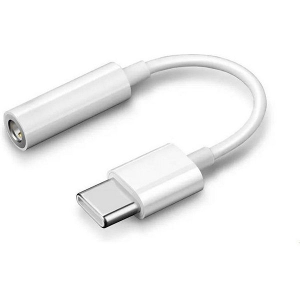 Alpha Electronics Aux Adapter Smartphone-Adapter USB-C zu 3,5-mm-Klinke, 10 cm, für Samsung, Huawei, Xiaomi, Kopfhörer Weiß Audio-Kabel