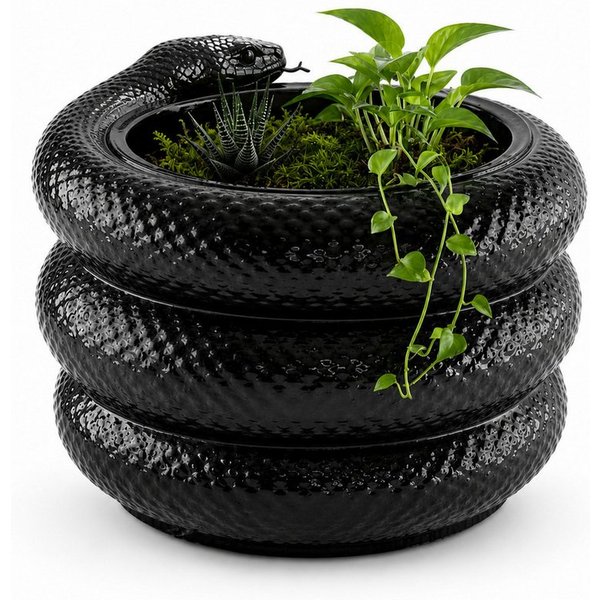 Alpha Electronics Dekovase Schlangen Vase Modern, Designer Pflanzgefäß in Schwarz & Weiß (Sparangebot, 1 St., hochwertiger 3D Druck), Moderne Wohnzimmer Deko M