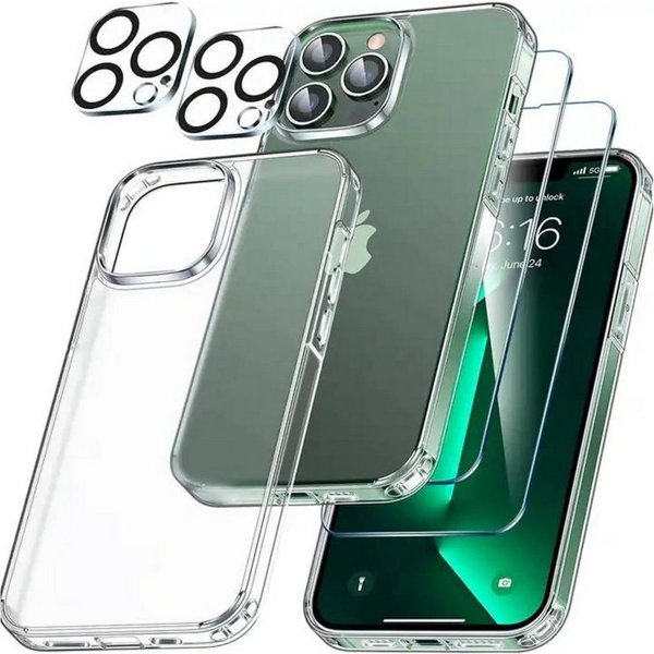 Alpha Electronics Handyhülle 5in1 Hülle für iPhone 14 Plus, 2X Schutzglas 2X Kamera Glas 1x Silikonhülle