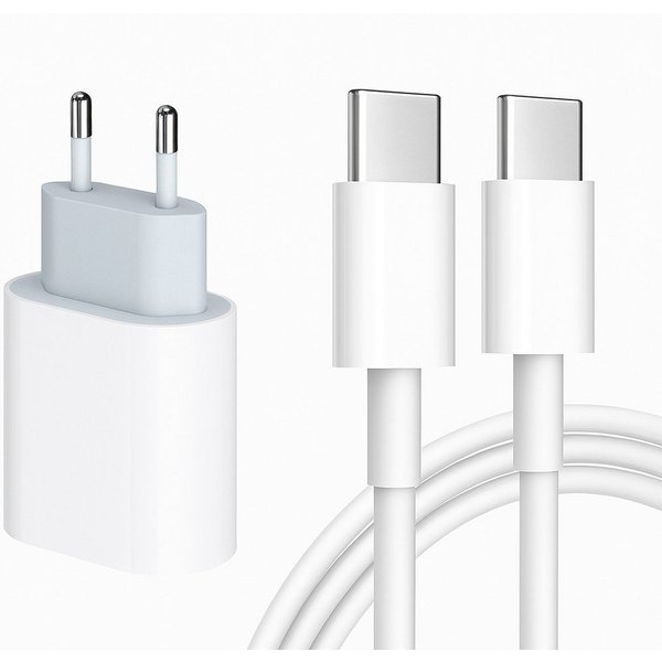 Alpha Electronics Schnellladegerät USB C passt für iPhone 15 / Pro / Max / Plus Smartphone-Ladegerät (3000 mA, Sparangebot, 2-tlg., 1 x Adapter 20 Watt +1x Lade