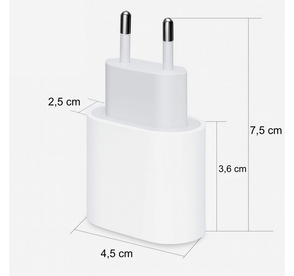 Alpha Electronics Schnellladegerät USB C passt für iPhone 15 / Pro / Max / Plus Smartphone-Ladegerät (3000 mA, Sparangebot, 2-tlg., 1 x Adapter 20 Watt +1x Lade – Bild 3 von 5